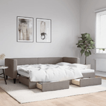 VidaXL Divano Letto Estraibile con Cassetti Tortora 80x200 cm Tessuto