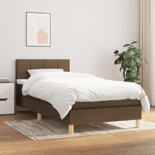 VidaXL Giroletto a Molle con Materasso Marrone Scuro 90x190cm Tessuto