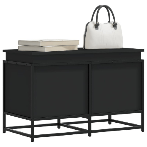 VidaXL Contenitore con Coperchio Nero 80x40x51,5 cm in Truciolato