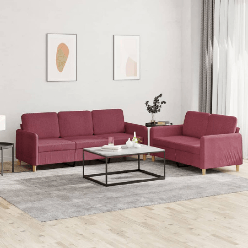 VidaXL Set di Divani 2 pz con Cuscini Rosso Vino in Tessuto