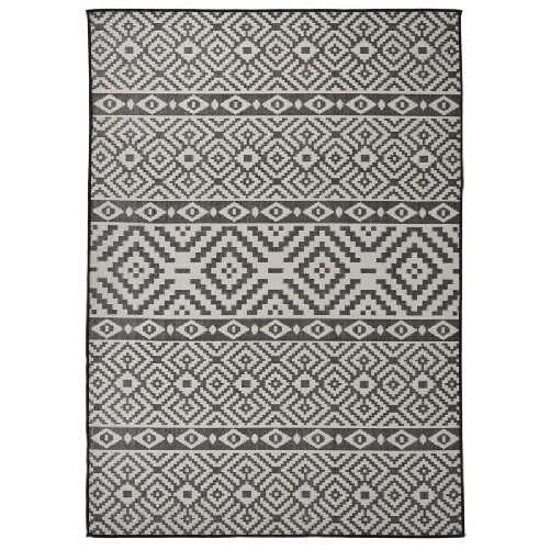 VidaXL Tappeto da Esterni a Tessitura Piatta 120x170 cm Strisce Nere