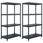 VidaXL Scaffali 2 pz 60x30x138 cm Nero in Plastica