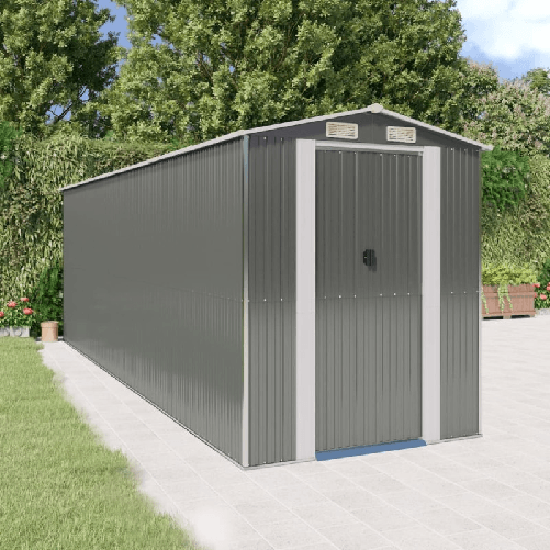 VidaXL Capanno da Giardino Grigio Chiaro 192x606x223cm Acciaio Zincato