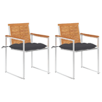 VidaXL Sedie da Giardino 2 pz con Cuscini in Legno Acacia e Acciaio