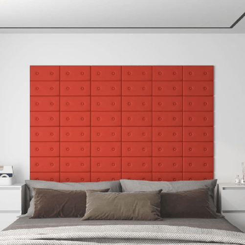 VidaXL Pannelli Murali 12 pz Rossi 30x15 cm in Similpelle 0,54 m²