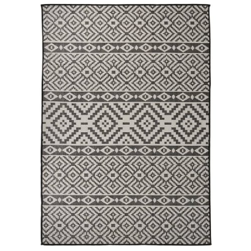 VidaXL Tappeto da Esterni a Tessitura Piatta 140x200 cm Strisce Nere