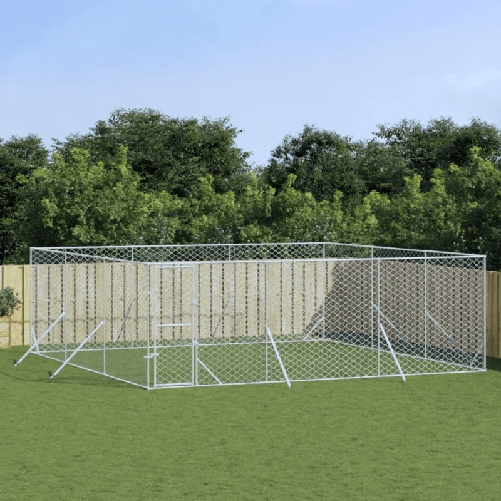 VidaXL Cuccia per Cani da Esterno Argento 6x6x2 m in Acciaio Zincato