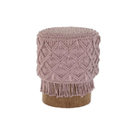DKD Home Decor Poggiapiedi DKD Home Decor 43 x 43 x 51 cm Legno Marrone Rosa chiaro Macramé Boho