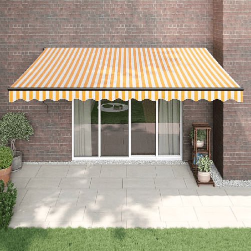 VidaXL Tenda Sole Retrattile Gialla e Bianca 4x3 m Tessuto e Alluminio