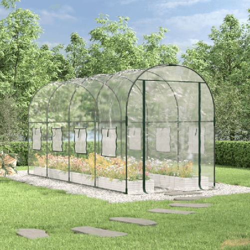 VidaXL Serra Trasparente 160x400x190 cm PVC Acciaio Verniciato Polvere