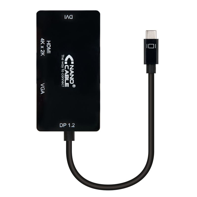 Nanocable-10.16.4301-BK-cavo-e-adattatore-video-01-m-USB-tipo-C-VGA--D-Sub---HDMI---DVI-Nero