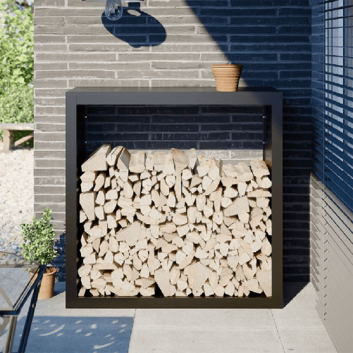 VidaXL Rastrelliera per Legna da Ardere Nera 100x40x100 cm in Acciaio