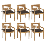 VidaXL Sedie Batavia con Cuscini 6 pz in Legno Massello di Teak