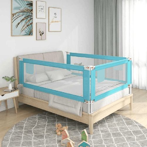 VidaXL Sponda Letto di Sicurezza per Bambini Blu 120x25 cm in Tessuto