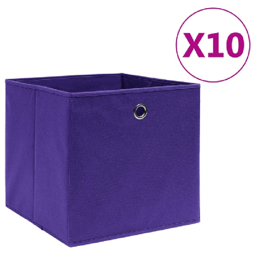 VidaXL Contenitori 10 pz in Tessuto non Tessuto 28x28x28 cm Viola