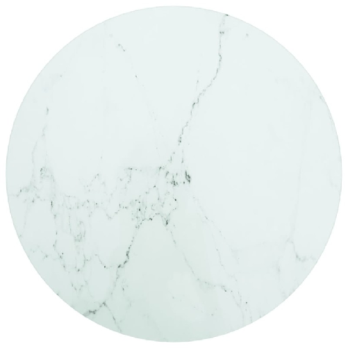 VidaXL Piano per Tavolo Bianco Ø40x0,8 cm Vetro Temperato Design Marmo