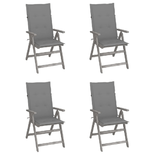 VidaXL Sedie da Giardino Reclinabili 4 pz con Cuscini Massello Acacia