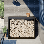 VidaXL Rastrelliera per Legna da Ardere Nera 100x40x80 cm in Acciaio