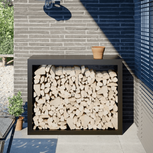VidaXL Rastrelliera per Legna da Ardere Nera 100x40x80 cm in Acciaio