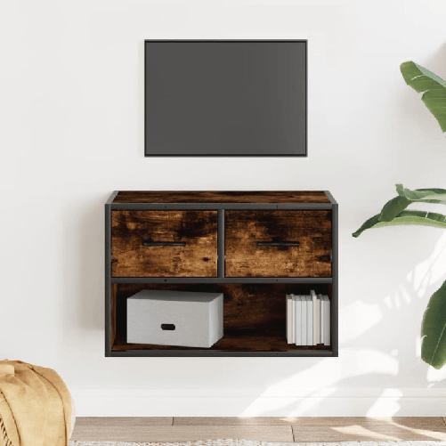 VidaXL Mobile Porta TV Rovere Fumo 60x31x39,5 cm in Legno e Metallo