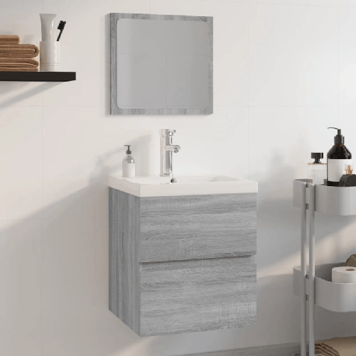 VidaXL Set di Mobili da Bagno Grigio Sonoma in Legno Multistrato