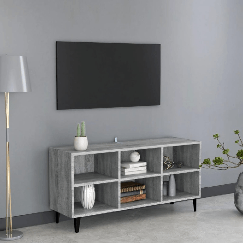 VidaXL Mobile TV con Gambe in Metallo Grigio Sonoma 103,5x30x50 cm
