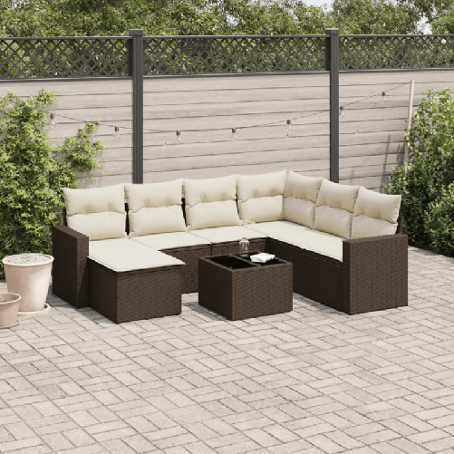 VidaXL Set Divani da Giardino 8 pz con Cuscini Marrone in Polyrattan