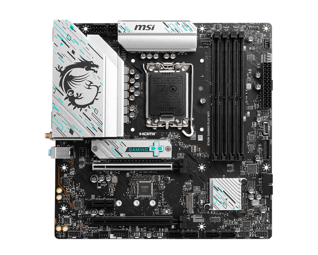 MSI MB B760, B760M GAMING PLUS, LGA1700,4DDR5,2PCI-EX16,1PCI-EX1,2M.2,4SATA3,2USB3.2 GEN2,7US