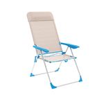 Marbueno  Sedia Pieghevole Marbueno 5 Posizioni Alluminio con Cuscino Beige/Blu Spiaggia e Piscina 69x58x109