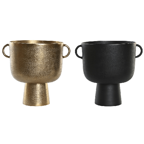 DKD Home Decor Vaso DKD Home Decor 36 x 29 x 33 cm Nero Dorato Alluminio Moderno (2 Unità)
