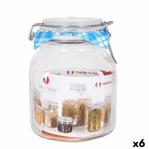 Borgonovo Vaso Borgonovo Ermetico Trasparente Cristallo 2L 13 x 13 x 17,5 cm (6 Unità)