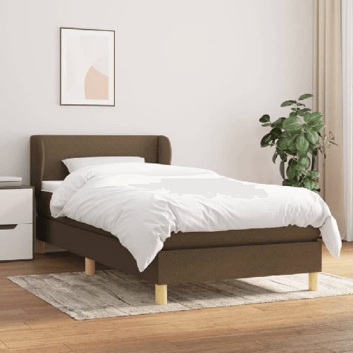 VidaXL Giroletto a Molle con Materasso Marrone Scuro 90x190cm Tessuto