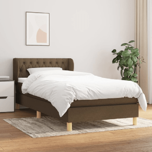 VidaXL Giroletto a Molle con Materasso Marrone Scuro 90x190cm Tessuto