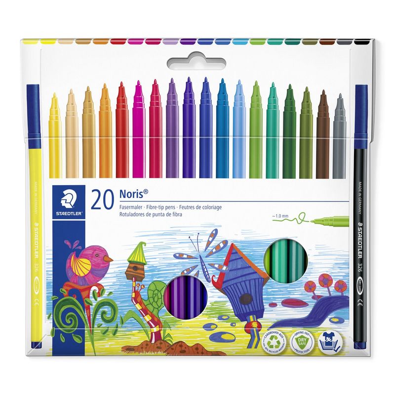 Staedtler-326-Pack-de-20-Rotuladores-Punta-de-Fibra---Trazo-1.0mm-Aprox---Resistente-a-la-Presion---Tinta-a-Base-de-Agua