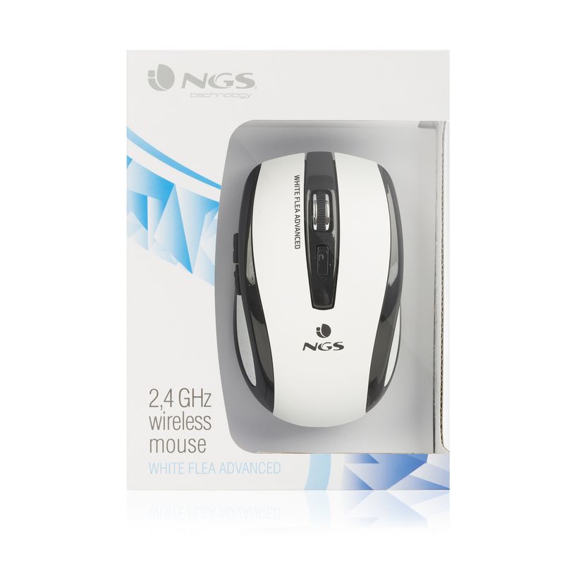 NGS-White-Flea-Advanced-mouse-Mano-destra-RF-Wireless-Ottico-1600-DPI
