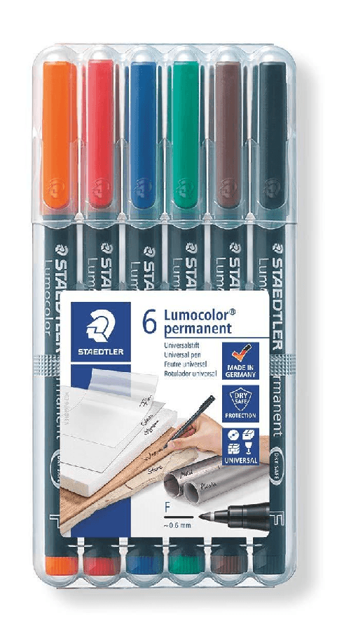 Staedtler 318 WP6 marcatore permanente Nero, Blu, Marrone, Verde, Arancione, Rosso 6 pz