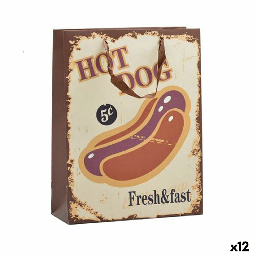 BigBuy Home Busta di Carta Hotdog &amp; Coffee 10 x 33 x 25,5 cm (12 Unità)