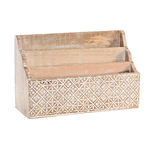 DKD Home Decor  Contenitore per Sistemare Multiuso DKD Home Decor Bianco Naturale Legno di mango 32 x 13 x 21 cm