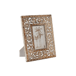 Home ESPRIT  Cornice Portafoto Home ESPRIT Bianco Naturale Cristallo Legno di mango Indiano 21 x 2 x 26,5 cm