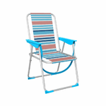 Marbueno Sedia Pieghevole Alluminio Strisce Arancioni e Blu Spiaggia e Piscina 53X56X78 cm