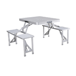 Marbueno  Set Marbueno Tavolo e 4 Sedie con Foro Ombrello Pieghevole Alluminio Grigio Campeggio e Spiaggia