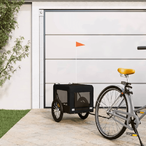 VidaXL Rimorchio da Bici per Animali Nero Oxford e Ferro