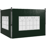 Outsunny Set 2 Teli per Gazebo 3x3 m e 3x6 m con Finestre, in PE e Plastica, 293x193 cm, Verde
