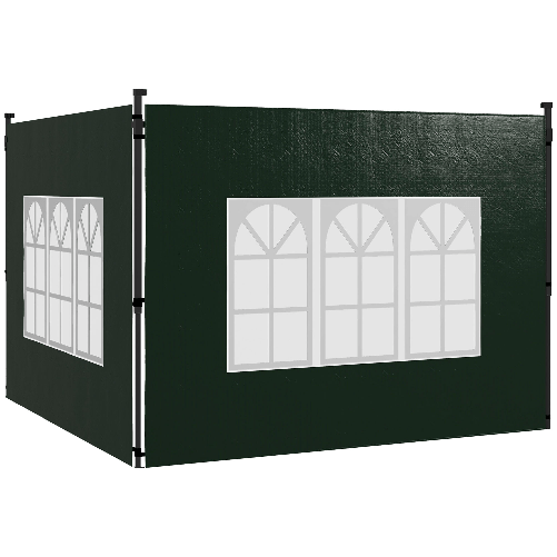 Outsunny Set 2 Teli per Gazebo 3x3 m e 3x6 m con Finestre, in PE e Plastica, 293x193 cm, Verde