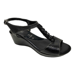 FASCINO SCARPE SANDALO SANDALI ZEPPA DONNA FASCINO 12273 PELLE NERO ORIGINALE PE