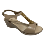 FASCINO SCARPE SANDALO SANDALI ZEPPA DONNA FASCINO 12273 PELLE BEIGE ORIGINALE PE