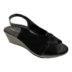 FASCINO SCARPE SANDALO SANDALI ZEPPA DONNA FASCINO 12206 PELLE NERO ORIGINALE PE