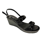 FASCINO SCARPE SANDALO SANDALI ZEPPA DONNA FASCINO 13258 PELLE NERO ORIGINALE PE