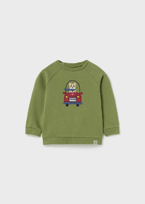 MAYORAL MAGLIA FELPA FELPE NEONATO MAYORAL 2430 COTONE 22 VERDE ORIGINALE AI 2024