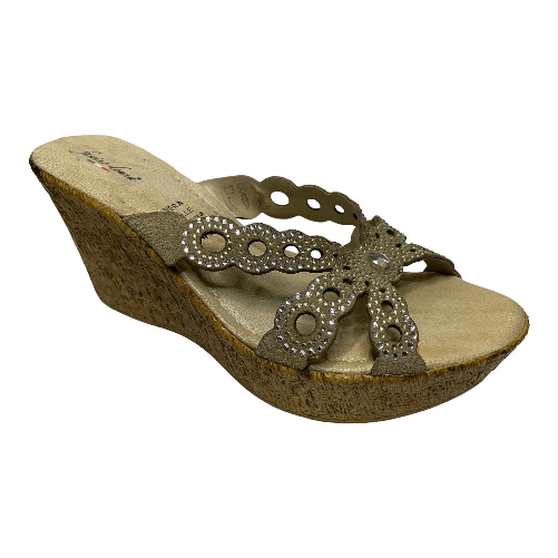 FASCINO SCARPE CIABATTE SANDALI ZEPPA DONNA FASCINO 21128 PELLE BEIGE ORIGINALE PE